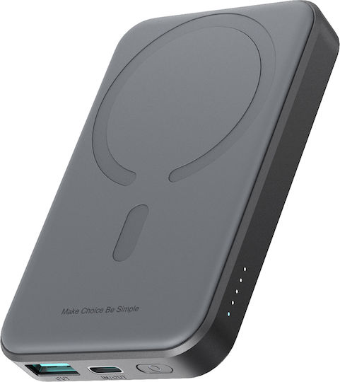 Joyroom JR-W020 Mini Power Bank 5000mAh 20W with USB-A Port and USB-C Port Power Delivery Black