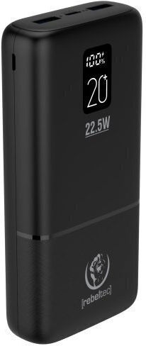 Rebeltec P20 Power Bank 20000mAh 22.5W with 2 USB-A Ports and USB-C Port Power Delivery Black