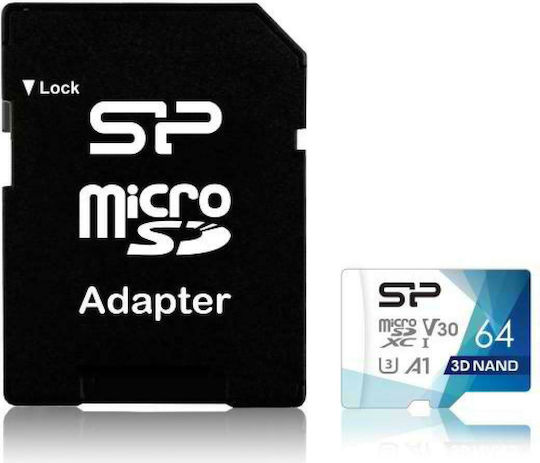 Silicon Power Superior Pro microSDXC 64GB U3 V30 A1 UHS-III 100MB/s with Adapter