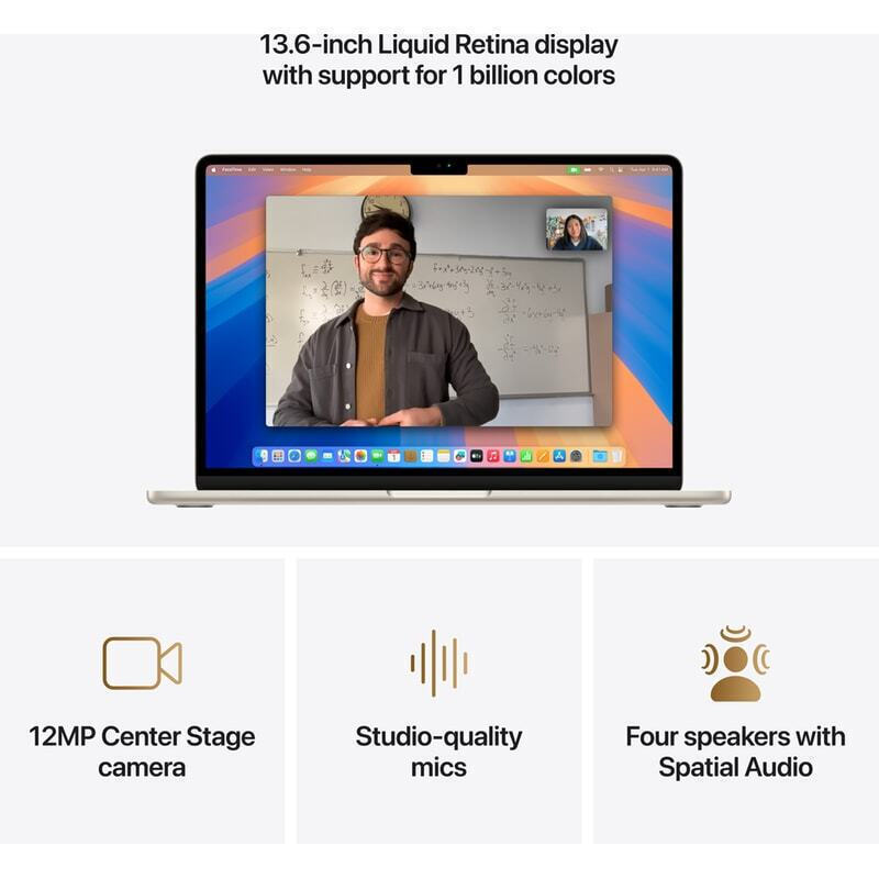 Apple MacBook Air 13.6 IPS Retina Display M4 10-Core 24GB 512GB SSD 10-Core GPU With Charger 35W Dual Port Starlight International English Keyboard vue 7