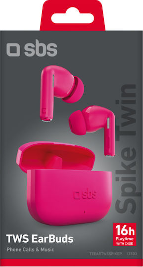 SBS Spike Twin In-ear Bluetooth Handsfree Earphones with Charging Case Pink view 2