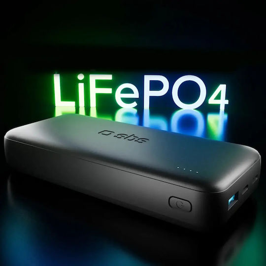 SBS Power Bank 20000mAh 10W with USB-A Port and 2 USB-C Ports Black view 3