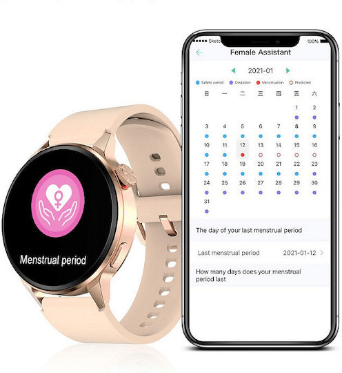 Nubi Dt4+ Smartwatch Bluetooth Talk Pulse Calories Ips Display Gps Tracker Remote Camera Voice Assistant Rose Ash view 7