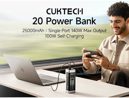 Cuktech 2C1A Power Bank 25000mAh 210W with USB-A Port and 2 USB-C Ports Power Delivery / Quick Charge 3.0 Black view 2