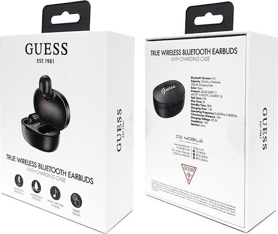 Guess GUTWST30 In-ear Bluetooth Handsfree Earphones with Charging Case Black view 4