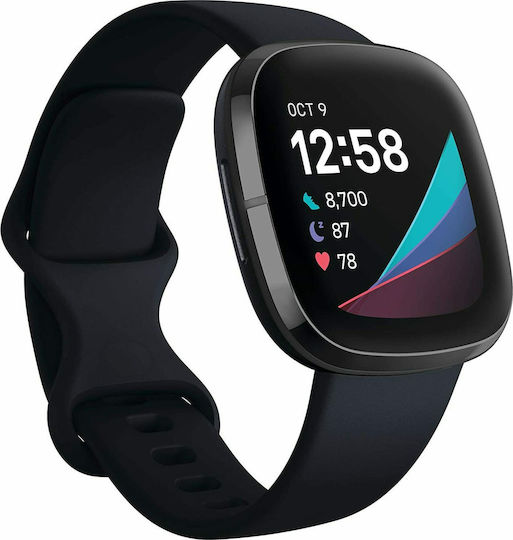 Fitbit Sense Aluminium 40mm Waterproof Smartwatch with Heart Rate Monitor (Carbon/Graphite Stainless Steel)