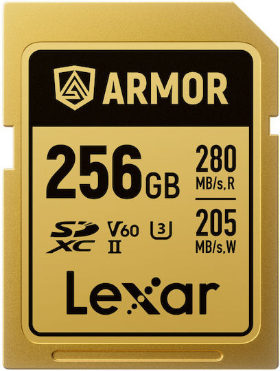 Lexar Armor Gold Memory Card Lsdamgl256g-rnnng 256gb Sdxc Uhs-ii U3 V60 Stainless Steel Ip68