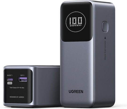 Ugreen PB724 Power Bank 12000mAh 100W with USB-A Port and USB-C Port Power Delivery / Quick Charge 3.0 Gray view 4
