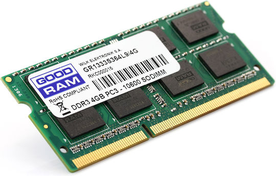 GoodRAM DDR3 with Module 1x4GB and Speed 1333 for Laptop GR1333S364L9S/4G vista 6