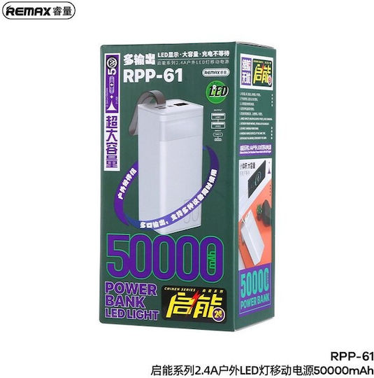 Remax RPP-61 Power Bank 50000mAh 12W with 2 USB-A Ports White view 3