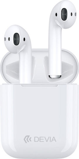 Devia EM043 Earbud Bluetooth Handsfree Earphones with Charging Case White view 1