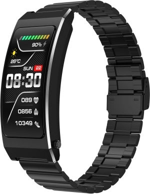 K7 1.14 Inch Tft Screen Smart Call Bracelet Bt Call Heart Rate Blood Pressure Blood Oxygen Strap:steel Strap Black