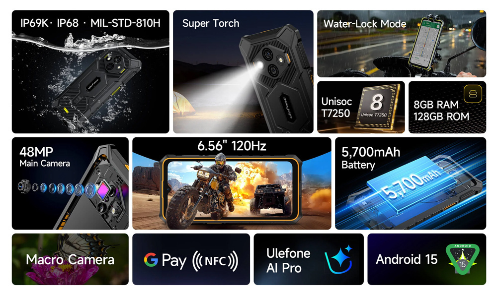 Ulefone RugKing 3 Pro Dual SIM (8GB/128GB) Resistant Smartphone Black view 9