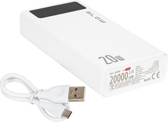 Blow PB20E Power Bank 20000mAh 20W with 2 USB-A Ports and USB-C Port White view 4