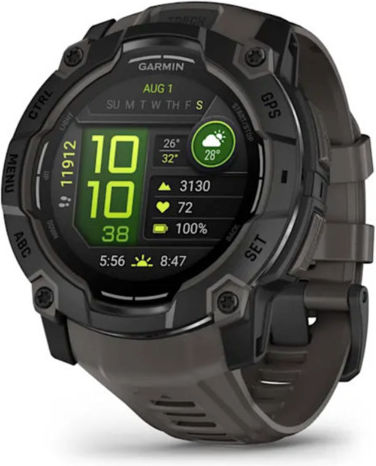 Garmin Instinct 3 AMOLED Aluminium 50mm Waterproof Smartwatch with Heart Rate Monitor (Black with Charcoal Band) view 1