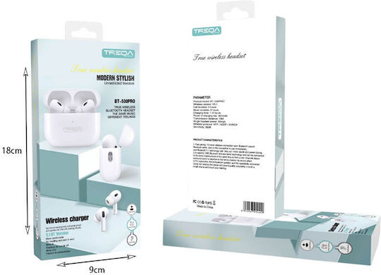 AGC BT-500PRO In-ear Bluetooth Handsfree Earphones with Charging Case White view 3