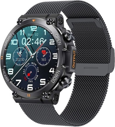 K56 Pro 1.39 Inch Smart Steel Strap Wristband Support Heart Rate Monitoring Blood Pressure Monitoring Black Milanese view 1