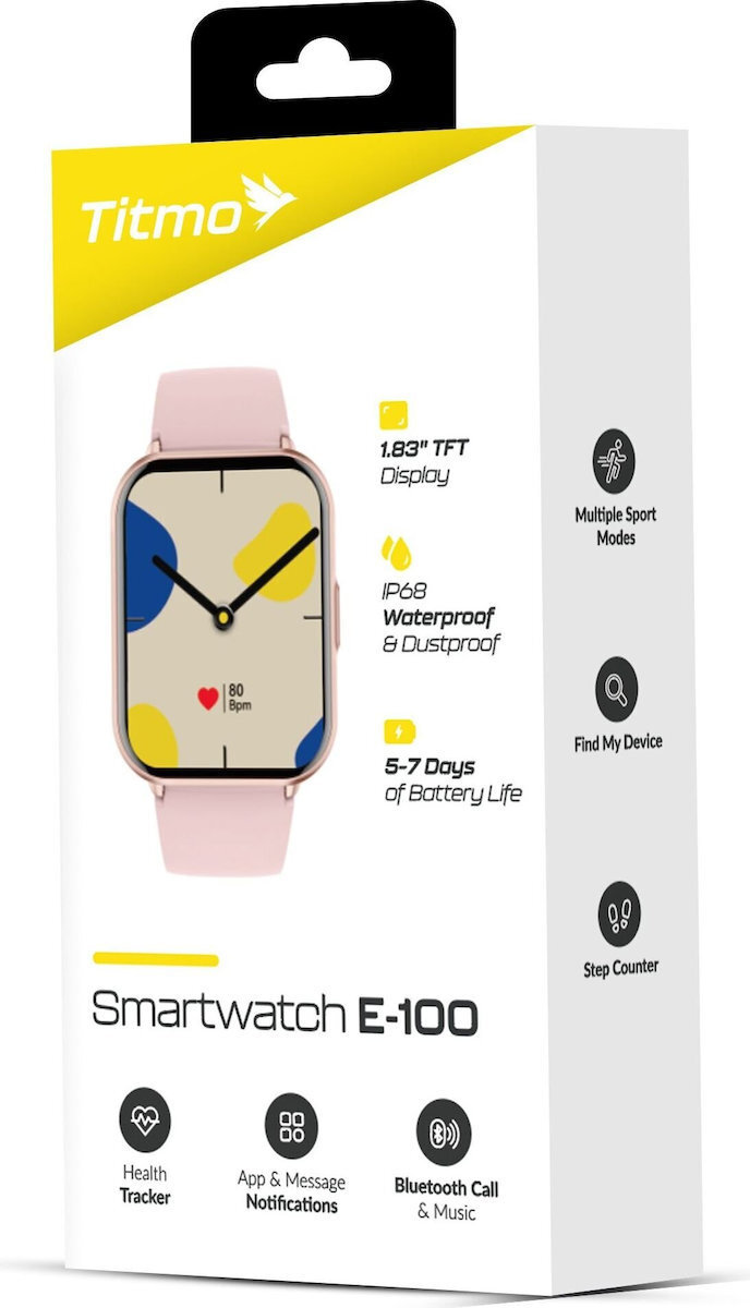Titmo Smartwatch E-100 TFT Bluetooth Call Pink view 5