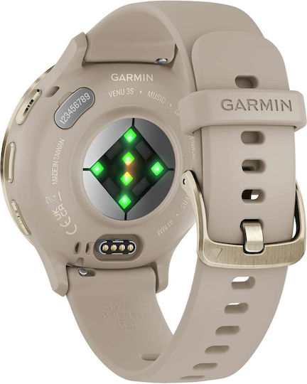 Garmin Venu 3S 41mm Waterproof Smartwatch with Heart Rate Monitor (Soft Gold Stainless Steel Bezel with French Gray Case and Silicone Band) view 6