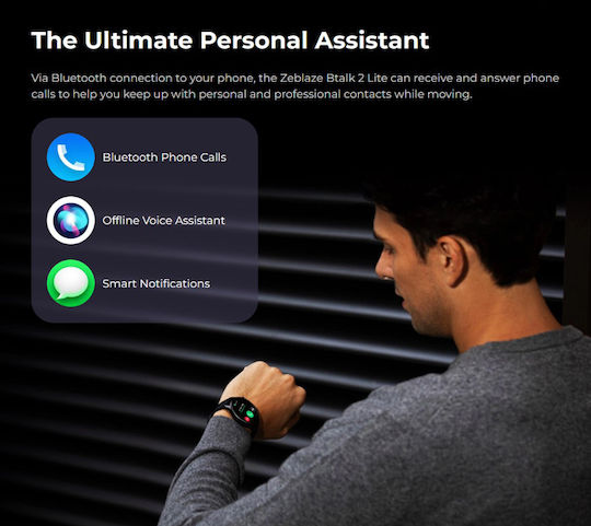 Zeblaze Btalk 2 Lite 45mm Smartwatch with Heart Rate Monitor (Black) view 5