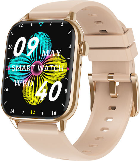 Star Collection Smartwatch Idealstore 1.85 Inch Touch Screen Nfc Call Message Notifications Via Bluetooth Heart Rate Sleep Monitoring Built-in Speaker Microphone Ip67 Alarm Android-ios Gold Silicone