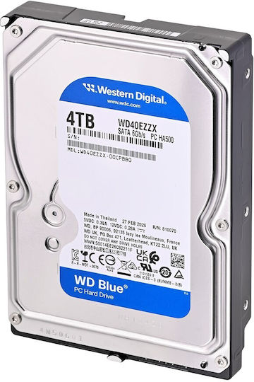 Western Digital Blue 4TB HDD Hard Drive 3.5" SATA III 5400rpm with 128MB Cache for Desktop WD40EZZX view 2