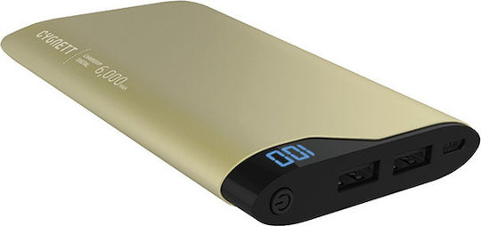 Cygnett Chargeup Digital Power Bank 6000mAh with 2 USB-A Ports Gold