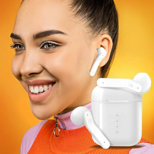 HP-037 Earbud Bluetooth Handsfree Earphones with Charging Case White view 2