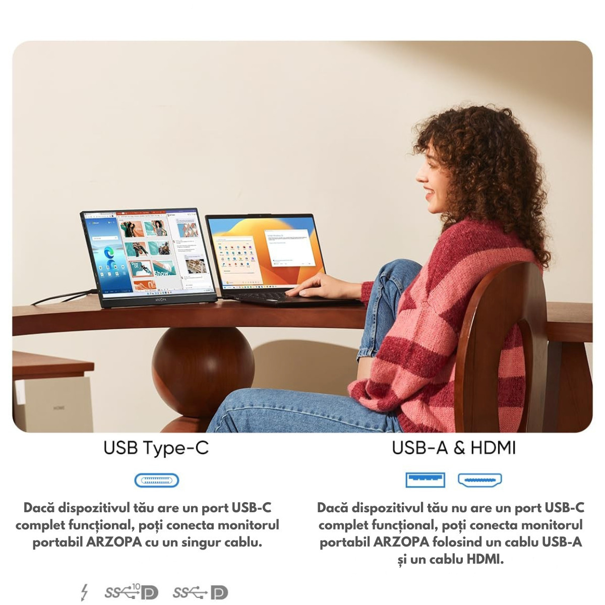 Qova Arzopa A1S IPS HDR Portable Monitor 14" FHD 1920x1080 with 25ms Response Time GTG view 8