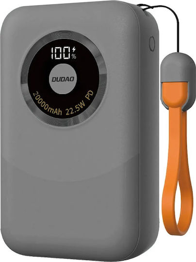 Dudao K21 Mini Power Bank 10000mAh 22.5W with USB-A Port and USB-C Port Power Delivery Gray