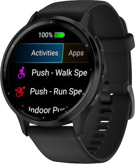 Garmin Venu 3 Stainless Steel 45mm Waterproof Smartwatch with Heart Rate Monitor (Slate Bezel With Black Silicone Band) view 2