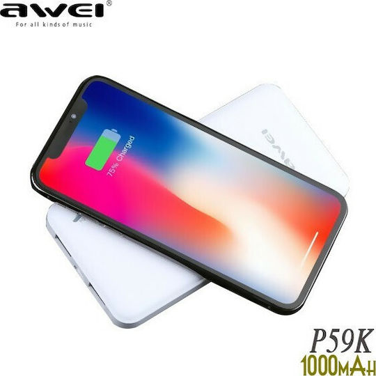 Awei P59K Power Bank 10000mAh with 2 USB-A Ports White vue 4