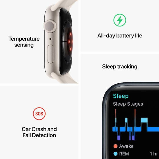 Apple Watch Series 8 Aluminium 41mm Waterproof with Heart Rate Monitor (Midnight with Midnight Sport Band) view 4