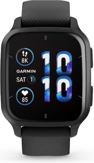 Garmin Venu Sq 2 Music Edition Aluminium 40mm Waterproof Smartwatch with Heart Rate Monitor (Slate Aluminium Bezel with Black Case and Silicone Band) view 1