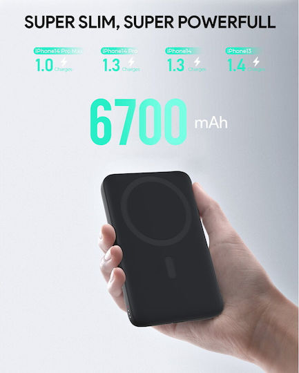 Aukey PB-MS01 MagSafe Power Bank 6700mAh 20W with USB-C Port Black Ansicht 3