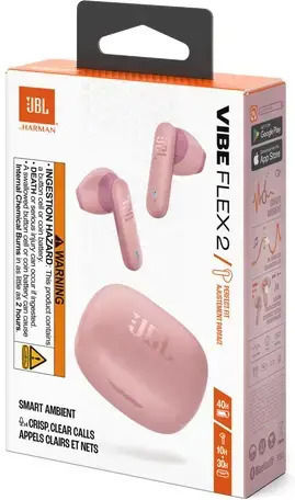 JBL Vibe Flex 2 Earbud Bluetooth Handsfree Earphones with Charging Case Pink view 4
