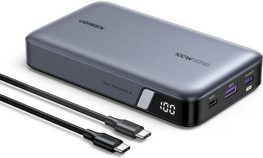 Ugreen PB720 Power Bank 20000mAh 100W with USB-A Port and 2 USB-C Ports Power Delivery / Quick Charge 2.0 / Quick Charge 3.0 Gray view 2