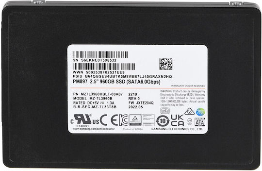 Samsung PM897 SSD 960GB 2.5 Inch SATA III Connection Bulk view 3