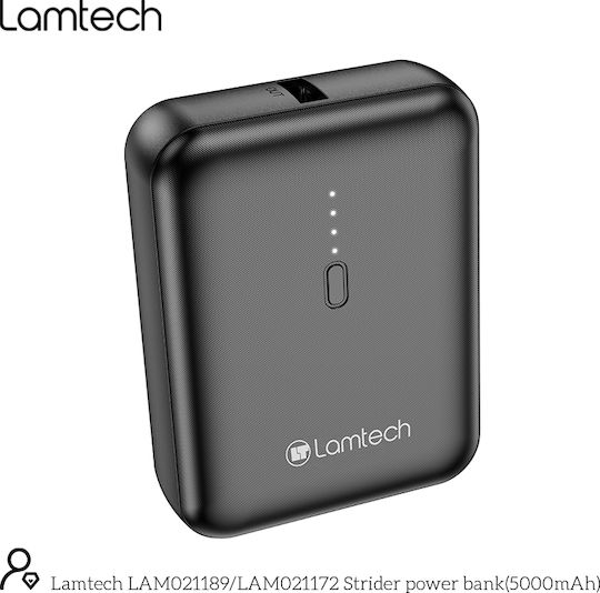 Lamtech LAM021172 Power Bank 5000mAh with USB-A Port Black view 2