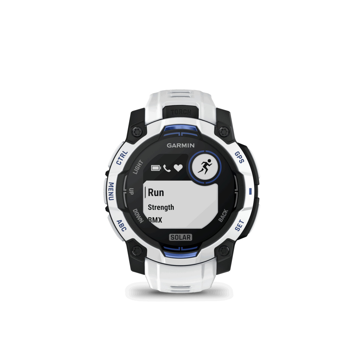 Garmin Instinct 3 Solar Aluminium 45mm Waterproof Smartwatch with Heart Rate Monitor (Whitestone and Blue Limited Edition) view 9