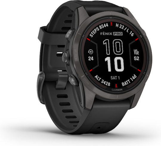 Garmin Fenix 7S Pro Sapphire Solar Stainless Steel 42mm Waterproof Smartwatch with Heart Rate Monitor (Titanium Carbon Gray DLC with Black) view 3