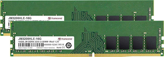 Transcend DDR4 32GB RAM with 2x16GB Modules and Speed 3200 for Desktop JM3200HLE-32GK