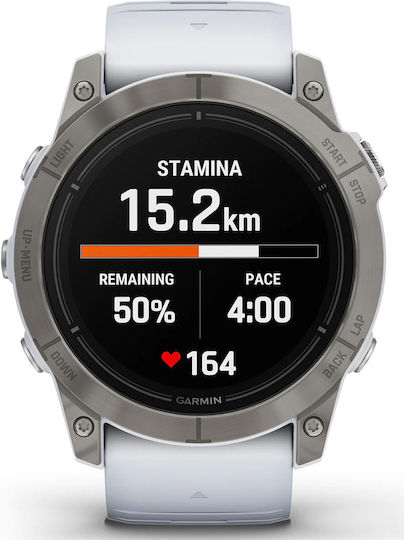 Garmin Epix Pro (Gen 2) Stainless Steel 42mm Waterproof Smartwatch with Heart Rate Monitor (Silver with Whitestone) view 3