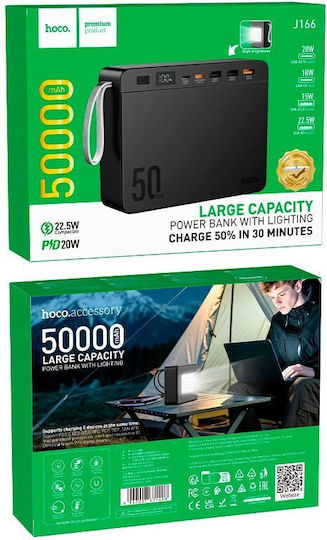 Hoco J166 Carretera Power Bank 50000mAh 22.5W with 3 USB-A Ports and 2 USB-C Ports Power Delivery / Quick Charge 2.0 / Quick Charge 3.0 Black vue 8