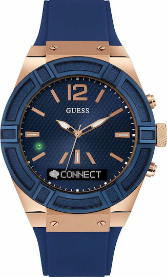 Guess Connect Hybrid Stainless Steel Smartwatch (Blue Silicone) view 1