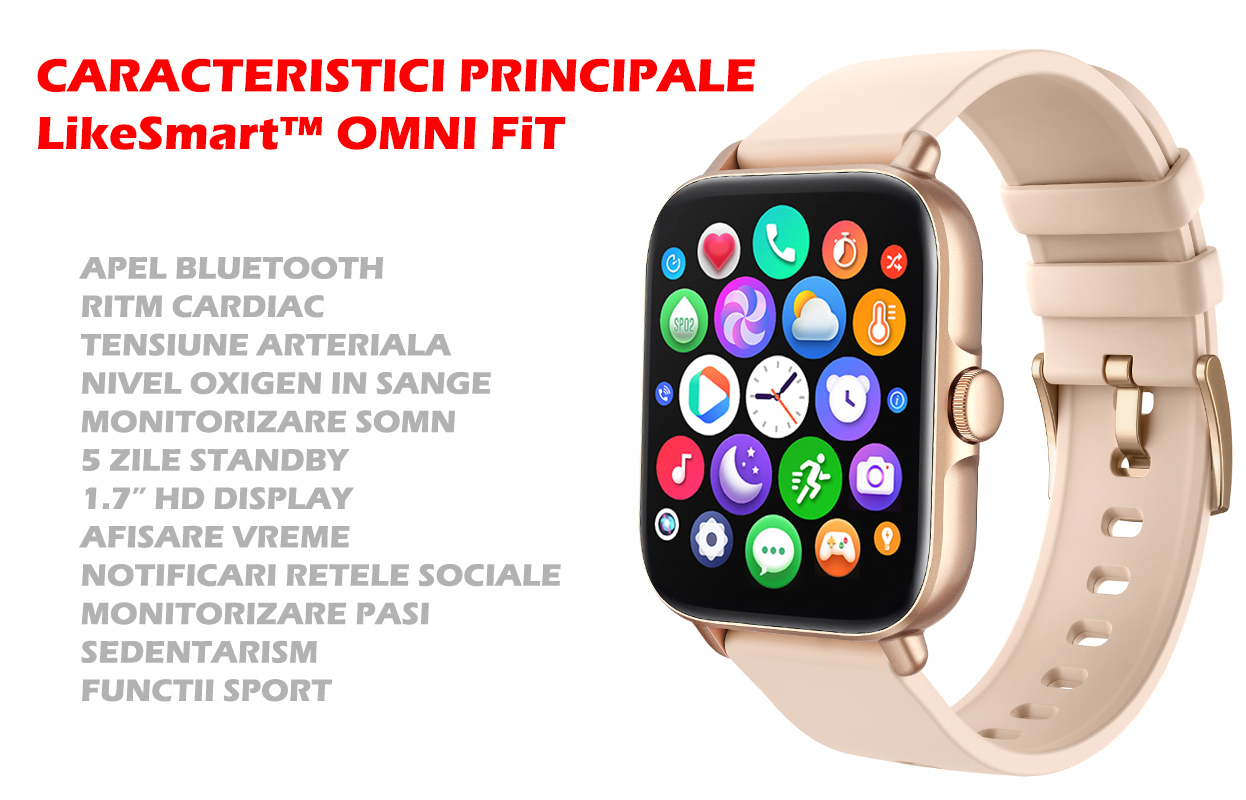 Omni FiT Aluminium Smartwatch with Heart Rate Monitor (Gold) view 7