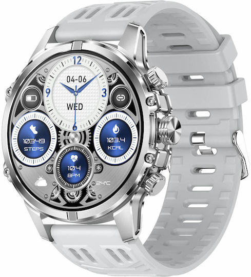 Microwear CF53 Smartwatch with Heart Rate Monitor (White Silicone)