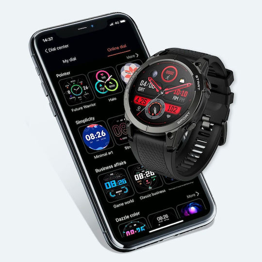 Aoke S53 Smartwatch with Heart Rate Monitor (Black) view 9
