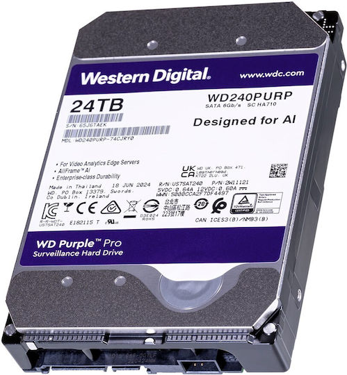 Western Digital 24TB HDD Hard Drive 3.5" SATA III 7200rpm with 512MB Cache for Recorder WD240PURP view 4