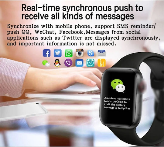 WearFit HW22 Pro 44mm Smartwatch with Heart Rate Monitor (Black) view 3